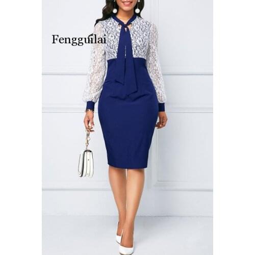 2020 Large Size European Lace Work Office Elegant Spring Summer Dress Women Loose Casual Long Sleeve Bag Hip Plus Size 5xl Dress