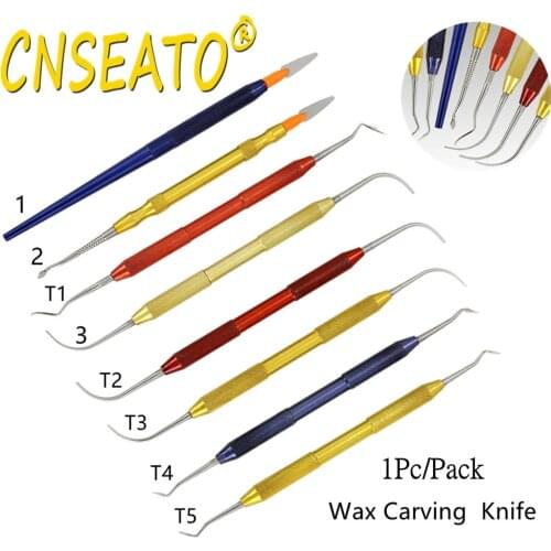 CNSEATO Dental Wax Carving Tool Knife Stainless Steel Wax Plaster Carver Spatula Blade Lab Tools Kit Double Head