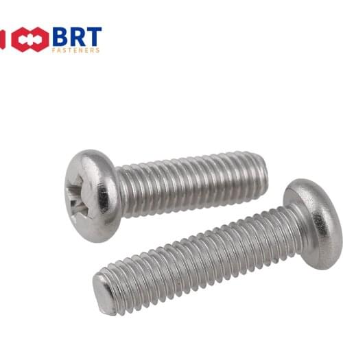 10/50 M2 M2.5 M3 M4 M5 M6 M8 M10 A2 304 Stainless steel Cross Round Phillips Pan Head Cycling Screw Bolt Length 3-100mm