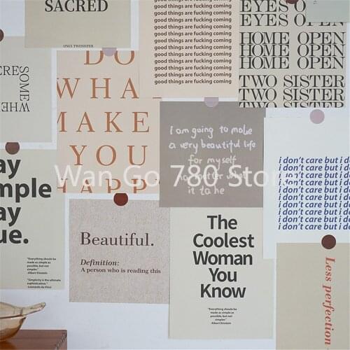 16 Pcs The Simple Life Theme Stickers Photo Wall Decoration Photography Props Simple Text Stickers Wall Sticker Card Home Decor
