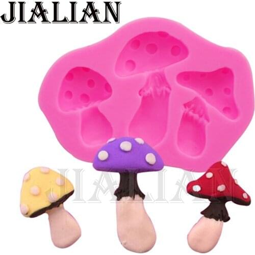3 Holes Mushroom Shaped Silicone Molds for Cake Decoration tools Mould Fondant chocolate sugar art displays T0655