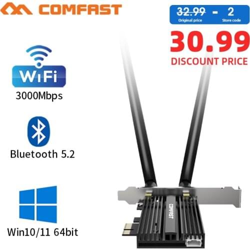 3000M WiFi Card Dual Band 802.11AX Wifi6 AX200 Bluetooth 5.1 Wireless Adapter PCI-E Networking PCI Express for Windows 10 PC