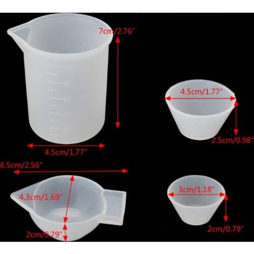 2021 NEW 4Pcs Silicone Mixing Cups Measuring Cups 100ml 10ml DIY Resin Jewelry Tools Kit