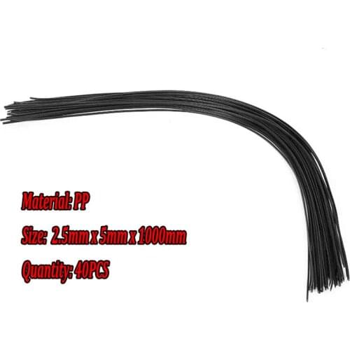40Pcs 2.5mm x 5mm x 1000mm Black PP Plastic Welding Rods For Plastic Welder Gun/Hot Air Gun/Welding Tool