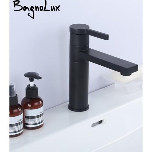 Bagnolux Black Deck Mounted Brass Single Hole A Handle Hot Cold Bathroom Mixer Sink Tap Basin Faucet Vanity Water Tapware