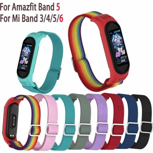 Bracelet For Mi Band 5 6 Nylon Loop Strap Pulsera Correa For Amazfit Band 5 Miband Wristband For Xiaomi Mi Band 4 3 Accessories