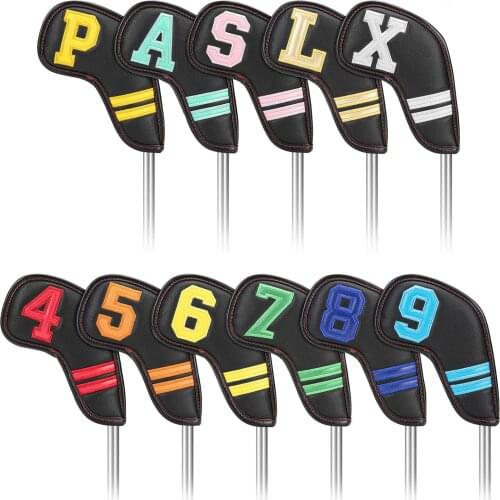 11pcs/set Waterproof Golf Iron Head Cover Club Wedges Headcover Protector 4,5,6,7,8,9,A,S,P,X,L Golf Training Aids Equipment