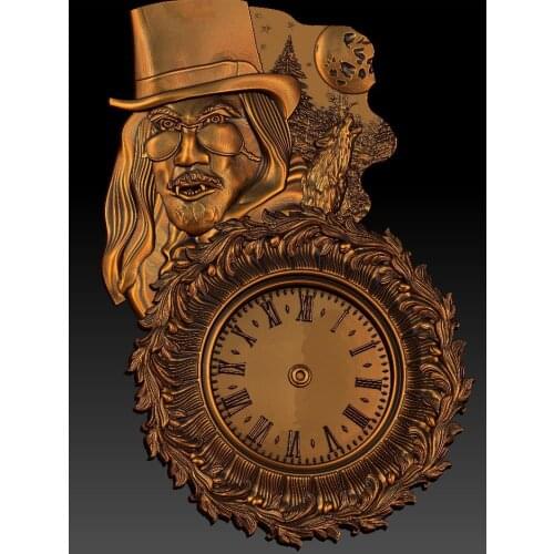 Digital file in STL format clock for CNC 3D relief carving engraving C36-19