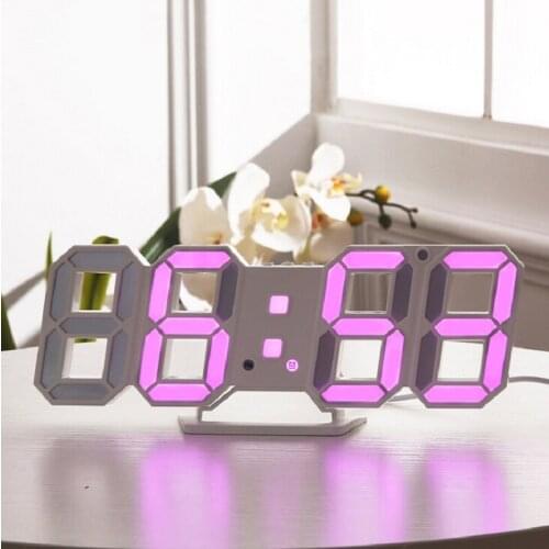 New 3D LED digital desk alarm clock hanging wall clocks energy-saving time date temperature display snooze function DC USB