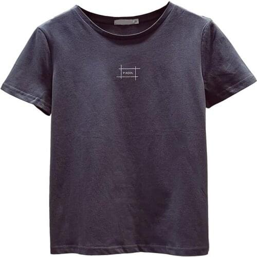 New Summer Student Casual Cotton Tees Tops Female Short-sleeve Blue Commuter Harajuku Printing Loose Style T-shirt Women