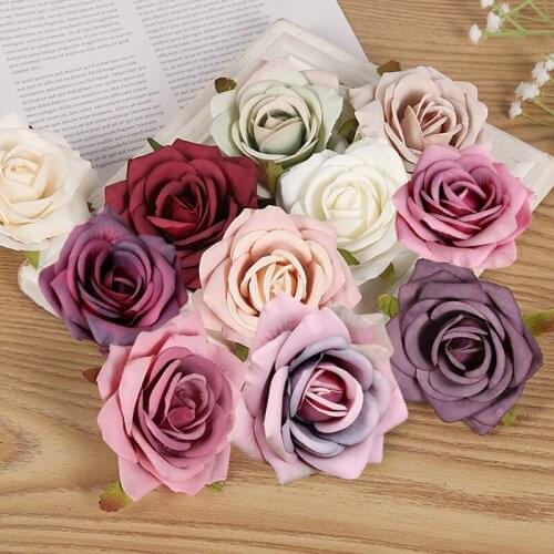 30pcs Artificial Silk Rose Flower for Wedding Party Home Decoration DIY Wreath Scrapbook Craft Fake Flowers Fake Rose Flowers