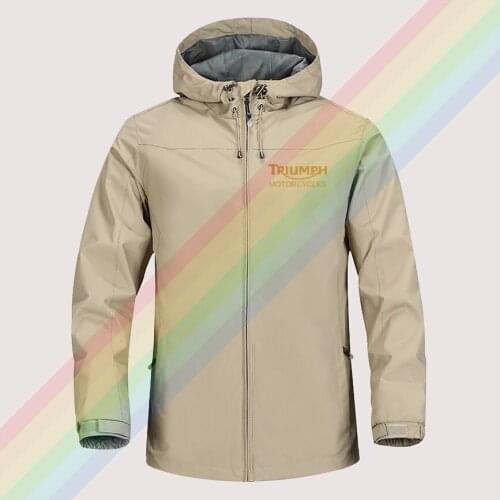 Classic triumph motorcycle Winter Jacket Men Lightweight Hooded Zipper Waterproof Coat Windproof Outdoor Sportswear Asian size