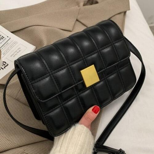 Plaid PU Leather Brand Designer Crossbody Simple Bags For Women Solid Color Luxury Shoulder Bag Female Fashion Small Handbags