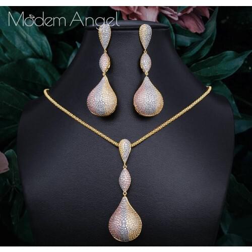 ModemAngel Luxury Disco Balls Nigerian Necklace Earring Jewelry Sets For Women Wedding Indian Dubai Bridal Jewelry Sets