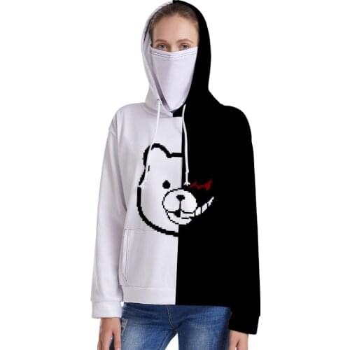 Cute Monokuma 3D Hoodies Men Women Sweatshirts Kids Hooded Hot 3D Print Anime Monokuma Boys Girls Pullover Hoodie and Headscarf