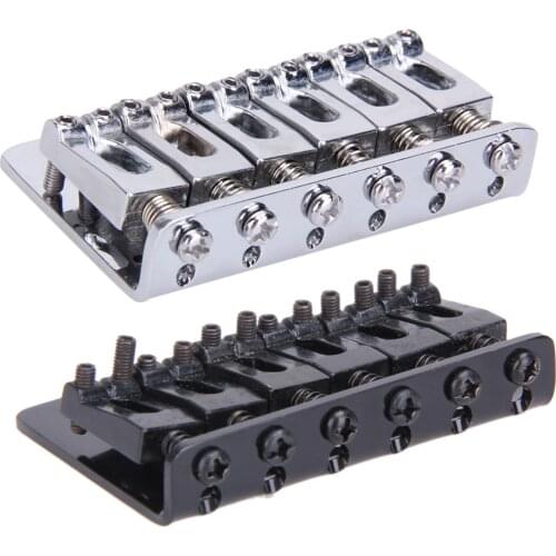 65mm Electric Guitar Bridge with 5 Screws Professional 6 Saddle Hardtail Bridge Top Load Black Silver Guitar Accessories