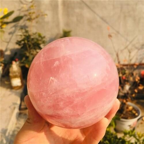 Natural Pink Rose Quartz Crystal Healing Ball Sphere + Stand
