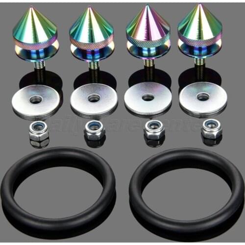 Nero Chrome SPIKE Universal JDM Aluminum Quick Release Fasteners Kit Washer Nut FOR BUMPER & TRUNK HATCH ENGINE BAY DRESS UP KIT