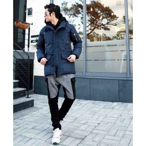Black grey color matching work wear sportswear straight casual pants youth hip hop fashion mens pants