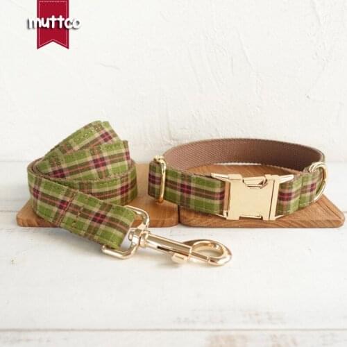 MUTTCO retailing self-designed environmental British style collar THE TREE PLAID fashion dog collar 5 sizes UDC040J