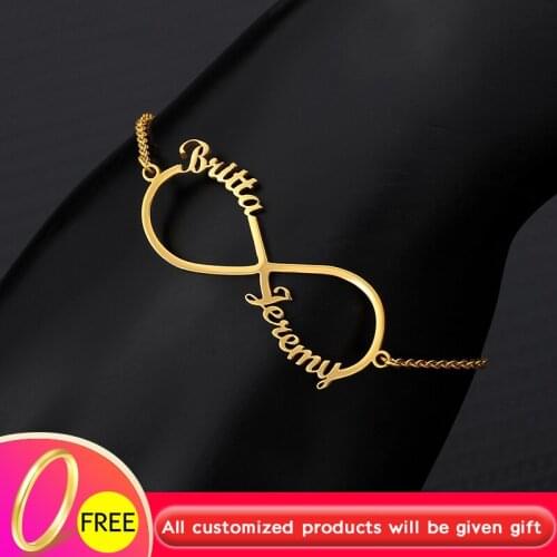 Personalized Bracelet Pulseras Mujer Stainless steel Charms Custom Name Infinite Bracelets for Women Cursive Armband BFF Jewelry