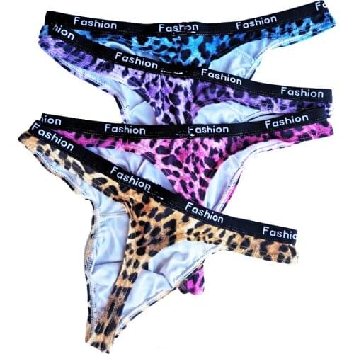 Sexy Underwear Thong leopard print Elastic Mens Underwear Mens Underpants Lingerie men Thongs and G strings tanga Hombre HT040