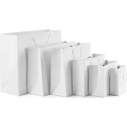 1PC White Kraft Gift Decor Bags for Clothes Books Packaging Paper Box Bags Kraft Paper Gift Bag with Handles High-end Paper Bag