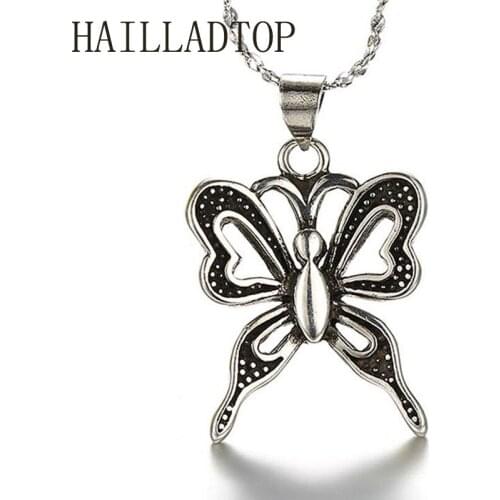 Thai Silver Plated Necklaces & Pendants Women Men Butterfly Jewelry Collares Exaggerated Fashion Animal Pendant Retro Necklace