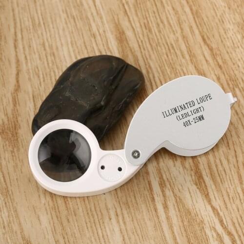 Portable Folding Mini Illuminated Magnifier Magnifying Glass 40X Jeweler Eye Loupe Loop Backlight Jewellers Coins Tool Stamps