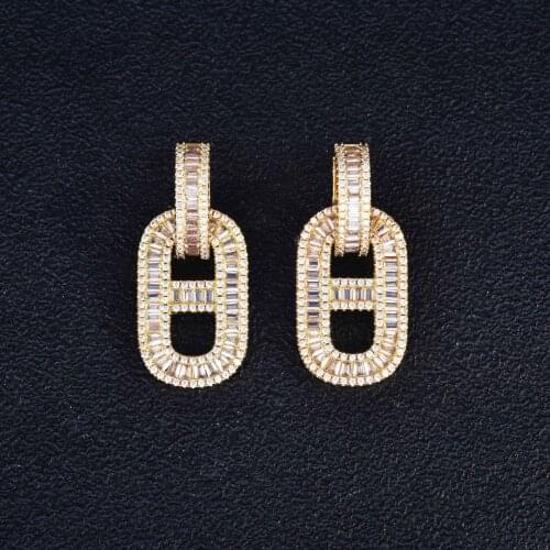 QTT Earrings 925 Sterling Silver Gold Hoop Earrings Rectangle Dangle Earrings For Women Fashion Simple Fashion Jewelry
