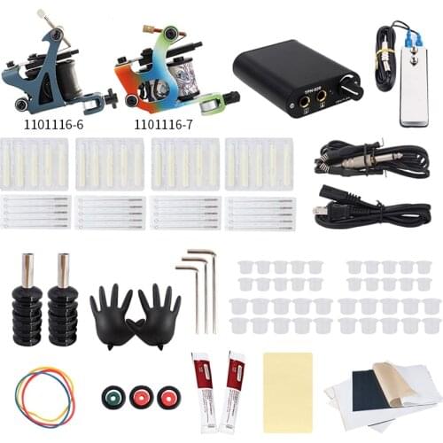 YILONG Tattoo 2 Tattoo Machines Power Supplies Box Grips Body Arts Supplies Needles Tips Tattoo professiona Kits