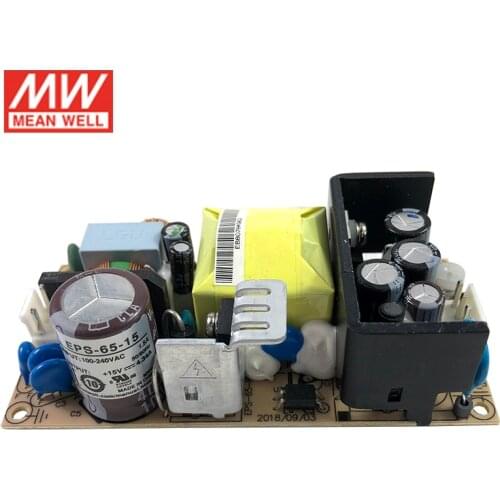MEAN WELL EPS-65-15 65W 15V Industrial Open Frame Switching Power Supply 110V/220VAC to 15V DC 4.34A green PCB power unit PSU
