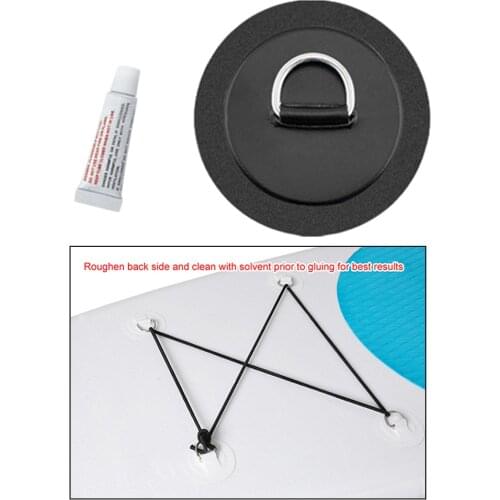 Universal 4.3 inch Stainless D-Ring Pad/Patch Replacement Marine D Ring Patch Canoe Deck Accessories for PVC Boats Kayak w/ Glue