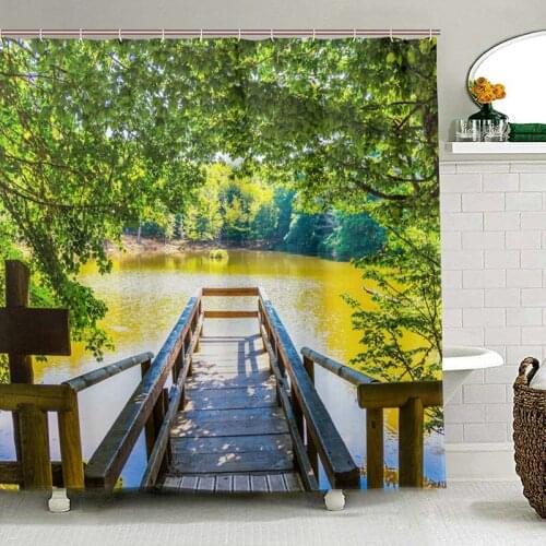 Bathroom Decor Umbria Forest Shower Curtain Landscape 100% Polyester Fabric Toilet Curtain for Bath with 12 Hooks