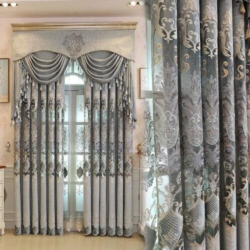 Custom Living Room Bedroom Ready-Made Curtain Chenille Curtain Shade Embroidered Curtain Cloth Light Luxury European Style