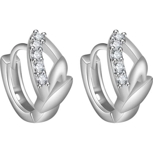 S925 Silver Plated Ladies Earrings Round Crystal Transparent Zircon Earrings Ladies Earrings Gem Zircon Ladies Wedding Gift