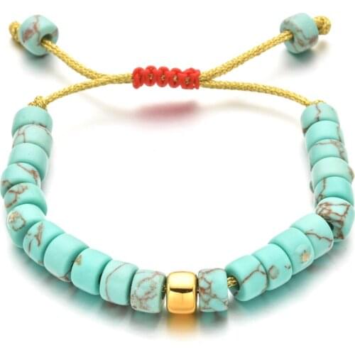 ZMZY Handmade DIY Vintage Boho Charm Stone Beads Bracelet Women Handmade Bracelets Bangles Adjustable Accessories
