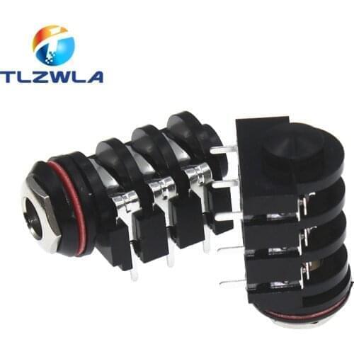 1pcs 1/4" 6.35 mm Stereo Audio Socket Jack Connector 6.5 mm PCB Solder Right Angle Tip Ring Sleeve TRS