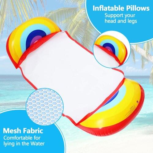 1PC Inflatable Floating Water Hammock Swimming Pool Mat and 2PCS Inflatable Water Cup Cushion for Summer Pool Water Fun Supplies