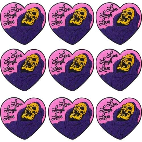 Pulaqi 10PCS Punk Patch Letters Wholesale Patches Iron On Patches For Clothing Skeleton Stripe Wholesale Dropship Custom Patch