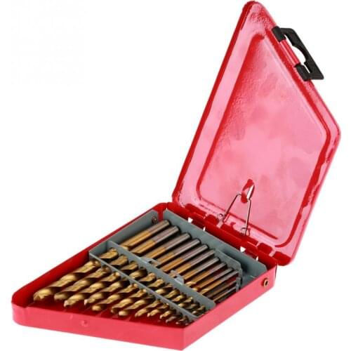13Pcs/set High Speed Steel Twist Drill Bits Set Tool with Round Handle with Red Iron Box 1.5-6.5mm Twist Drills Repair Hand Tool