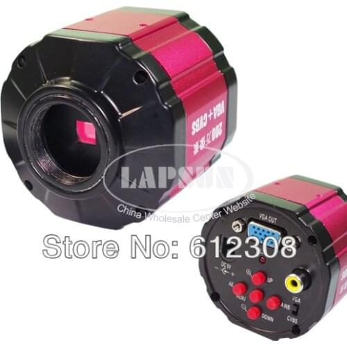 2.0MP HD 2 in 1 Digital Industry Industrial Microscope Camera Magnifier VGA AV TV Video Output for PCB Lab + AC Power Supply