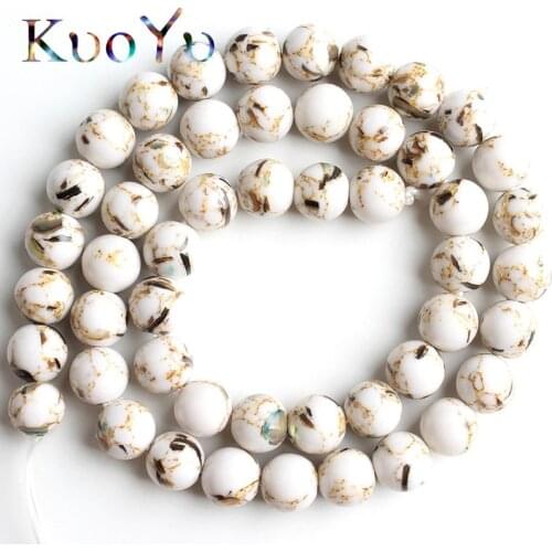 White Shell Turquoises Stone Synthesis Beads Round Loose Spacer Beads For Jewelry Making DIY Bracelets 15'Strand 4/6/8/10/12mm