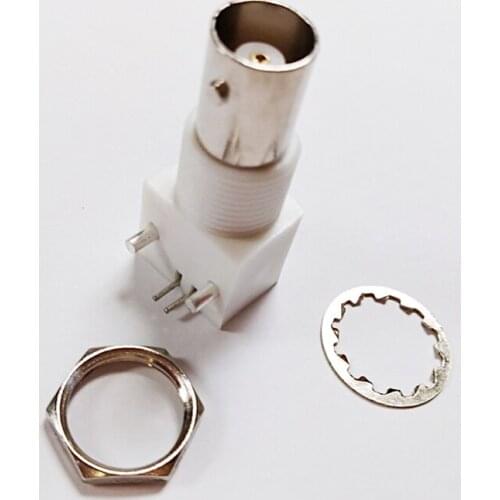 NCHTEK WHITE RIGHT ANGLED PCB MOUNT JACK BNC FEMALE Connector Adapter/Free Shipping/10PCS