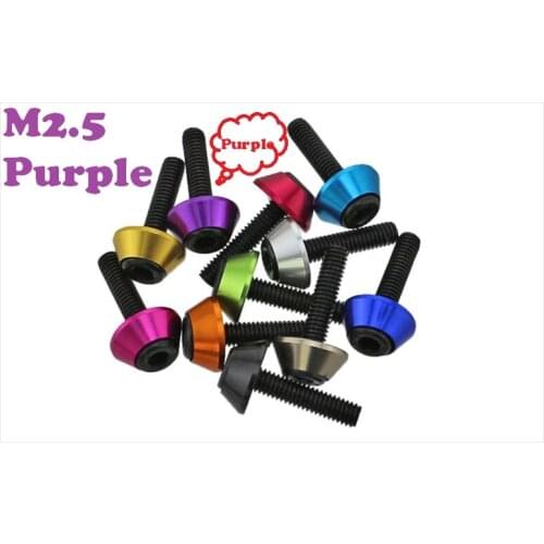 FREE SHIPPING!! M2.5 Purple Aluminum Socket Hex Alloy Cone Cup Head Washer Gaskets Screw Bolt Washer MultiColor M2 M2.5 M3 M4