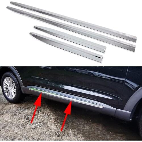 Door Side Body Sill Cover Fit For Ford Explorer 2020 2021 Accessories Chrome Molding Lid Trim 4PCS