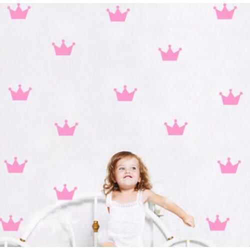 Kids Room Little Princess Simple Cottage Crown 3D Wallpaper Pink Girl Crown Wall Sticker Bedroom Decoration Mural