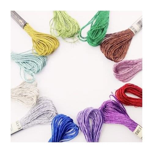 DIY Cross stich 12pcs/lot Metal Cross Stitch Floss Threads 8 m/piece 12 Colors Royalbroderie