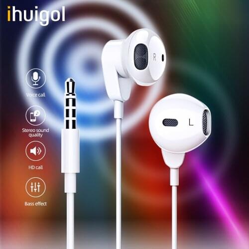Ihuigol In-Ear 3.5mm Jack Earphone For iPhone 6 5 Xiaomi Huawei MP3 Player Wired Control HandsFree HIFI Headsets With Microphone