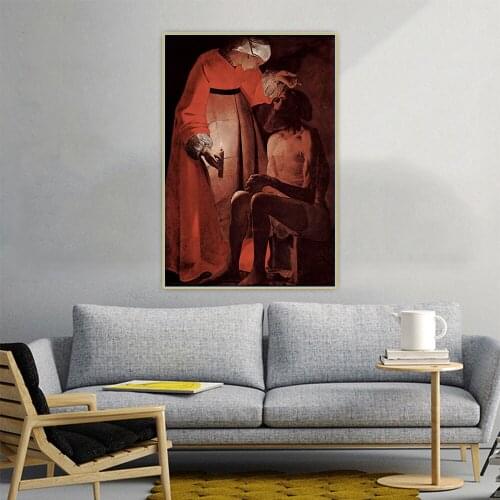 Georges de la Tour《Job and his wife》Canvas Art Oil Painting Artwork Aesthetic Picture Poster Wall Hanging Decor Home Decoration